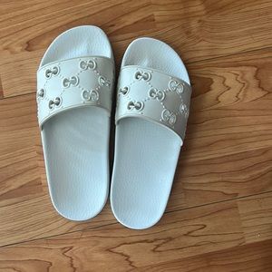White Gucci Slides